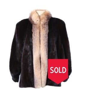 Mahogany mink fur stroller w/ crystal fox collar